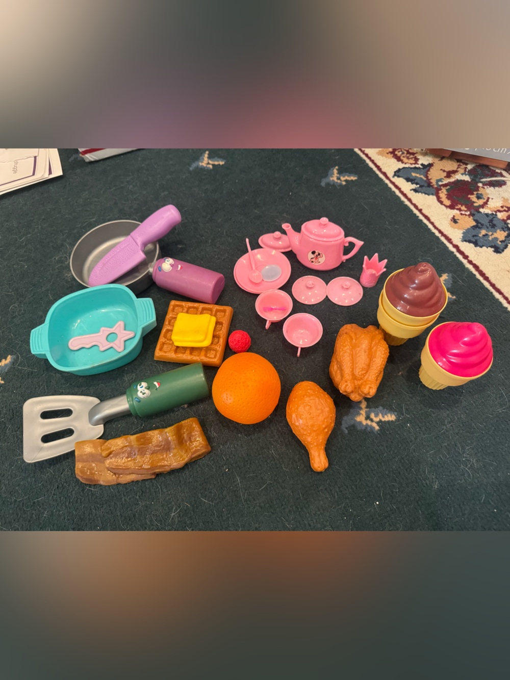 Kids Play Food and Tea Set - Pink and Multicolor Pretend Play